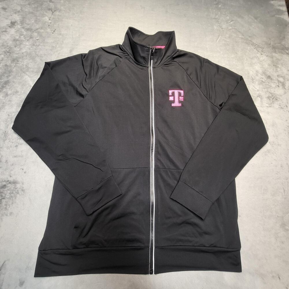 T-Mobile Jacket Mens L Black Full Zip Pockets Embroidered Logo Lightweight
